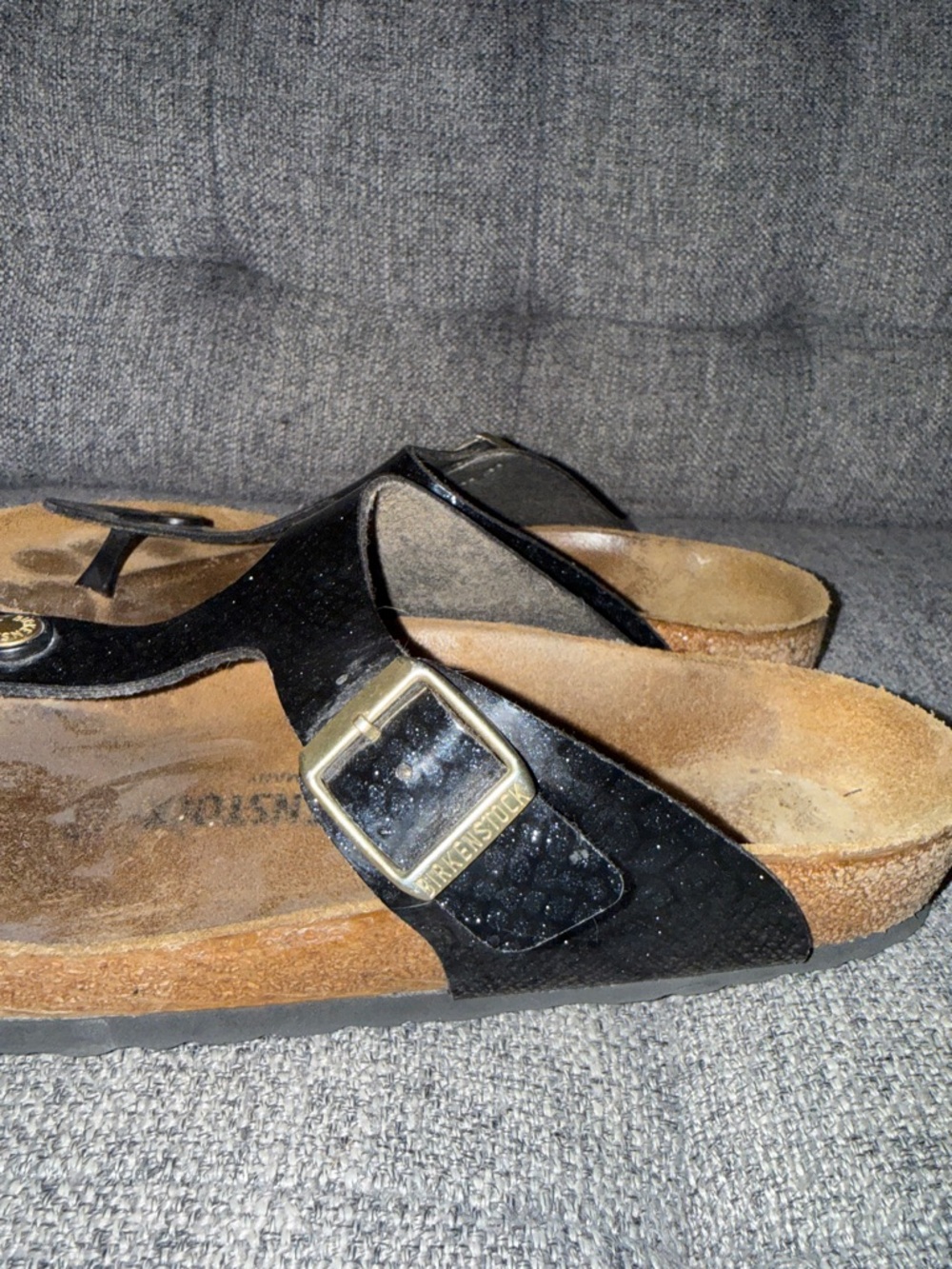 Birkenstock Gizeh sandals black glittery "Magic Snake" snake-skin pattern - Picture 5 of 10